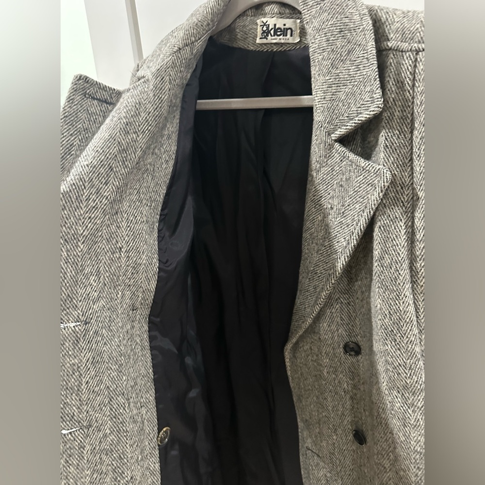 Womens 80s Vtg Jack Klein Herringbone Tweed Long Winter Coat M Lined USA Read - Picture 5 of 7